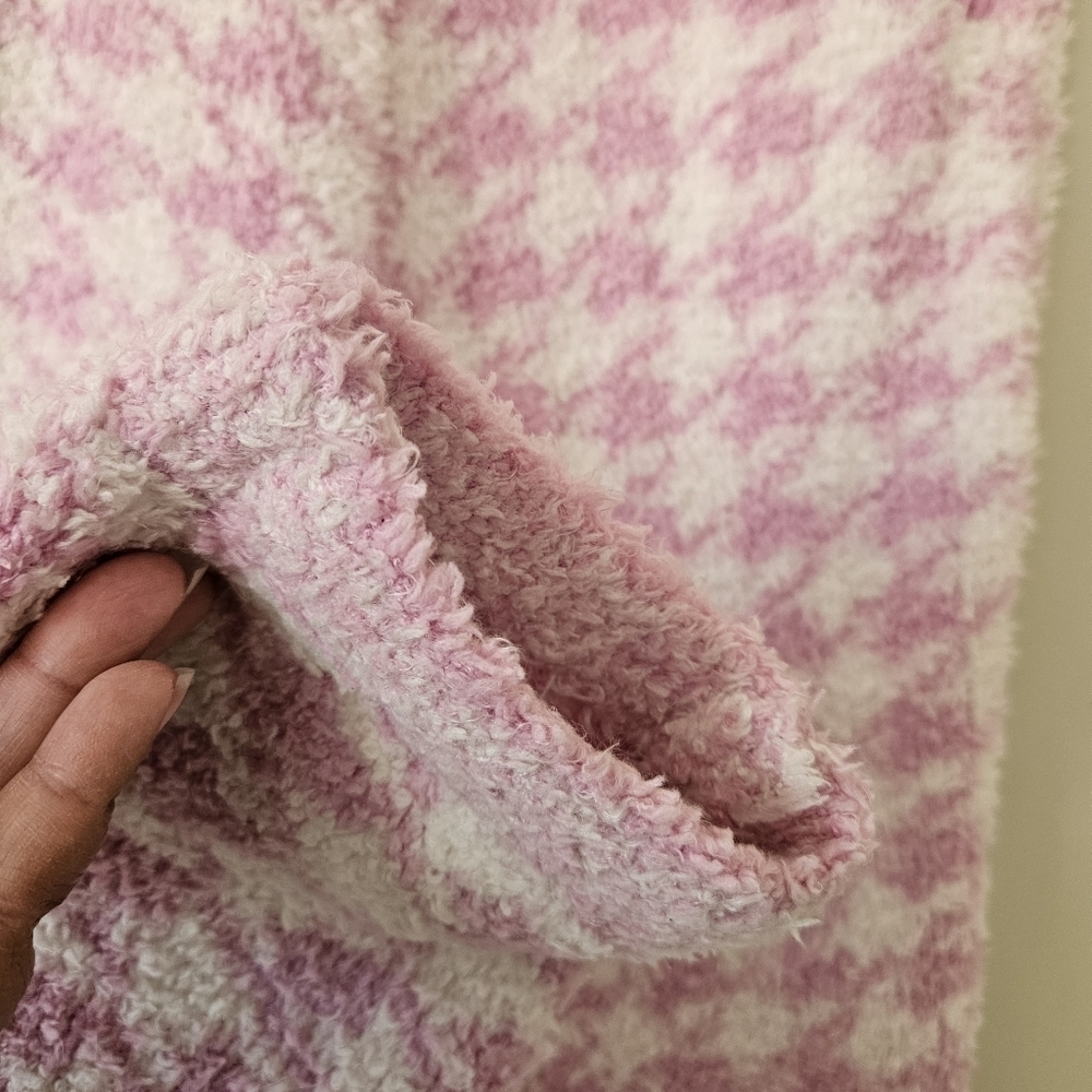 Skims Pink Boucle Knit Pull On Joggers Pants In Petal Houndstooth Size S/M - Picture 8 of 15
